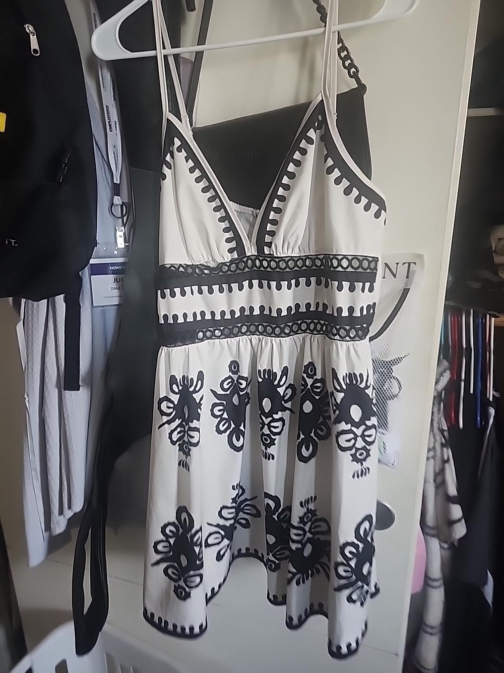 Women's Black & White Embroidered Sundress